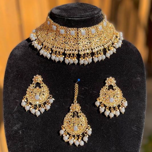 Grey Kundan Choker Set