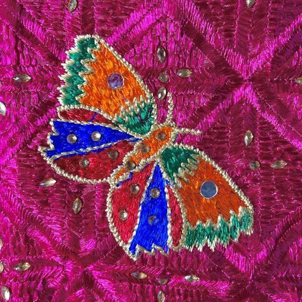 Pink Mirror Butterfly Phulkari