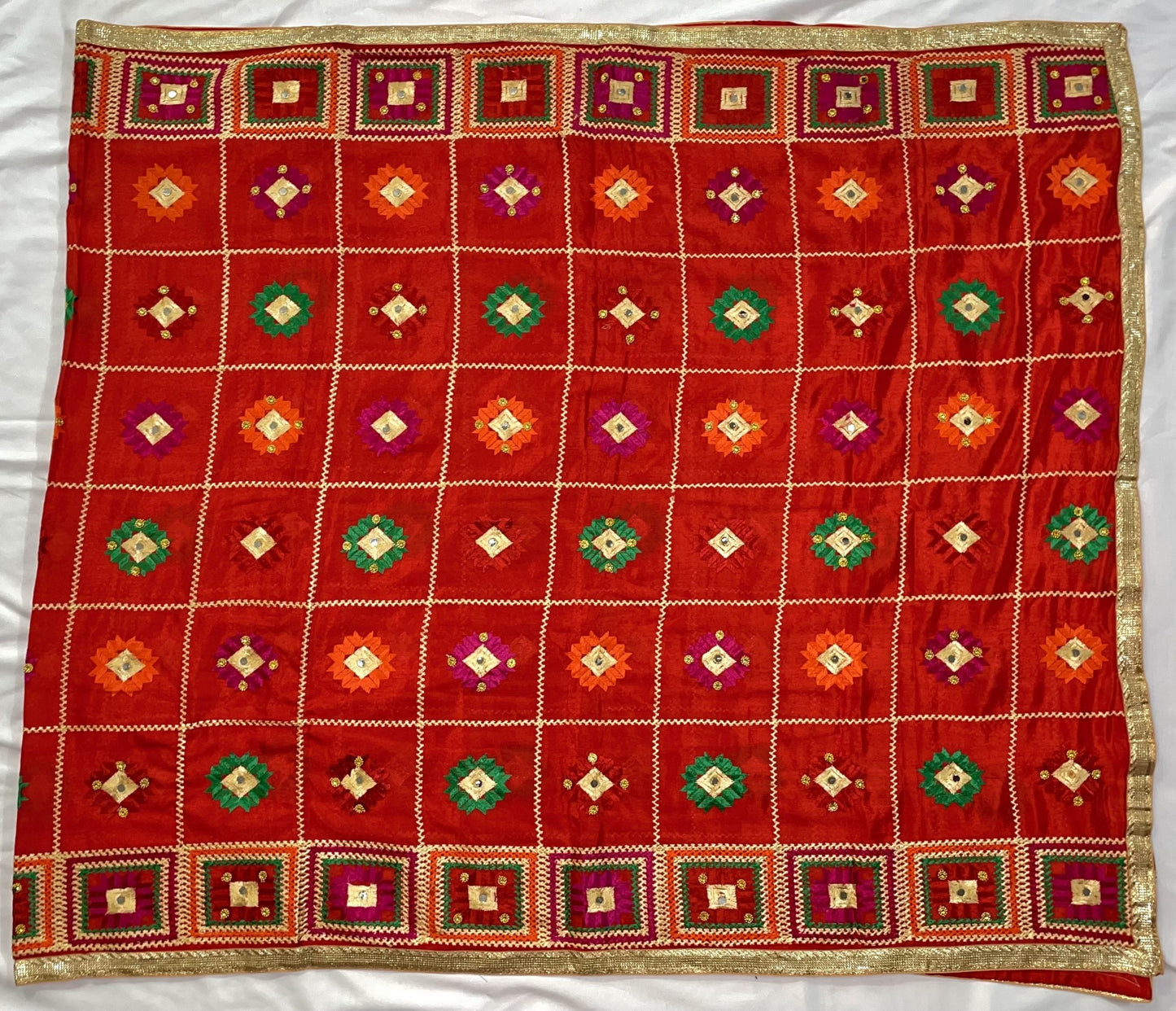 Multicolor Real Mirror Phulkari