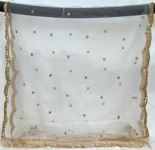 White Net Zari Dupatta