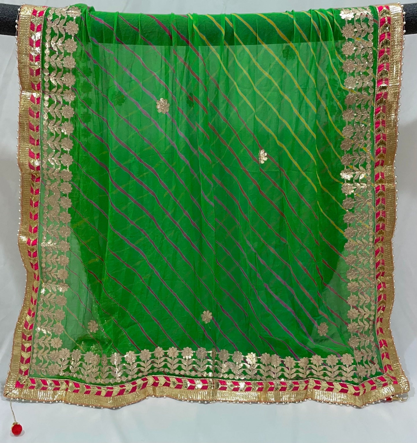 Green Lahariya Rajasthani Bandhej Dupatta