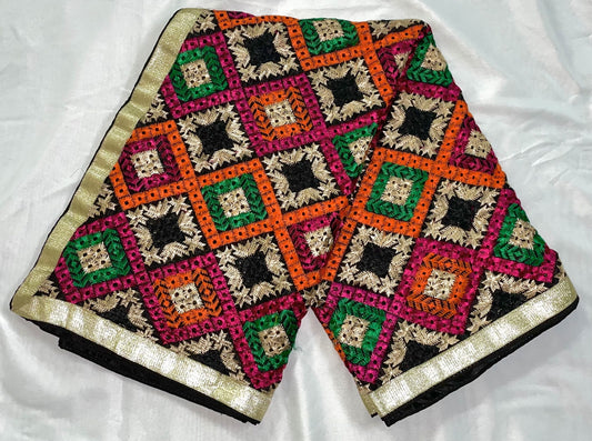 Multicolor Black Phulkari