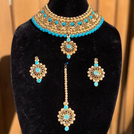 Fehrozy Light Blue Necklace Set