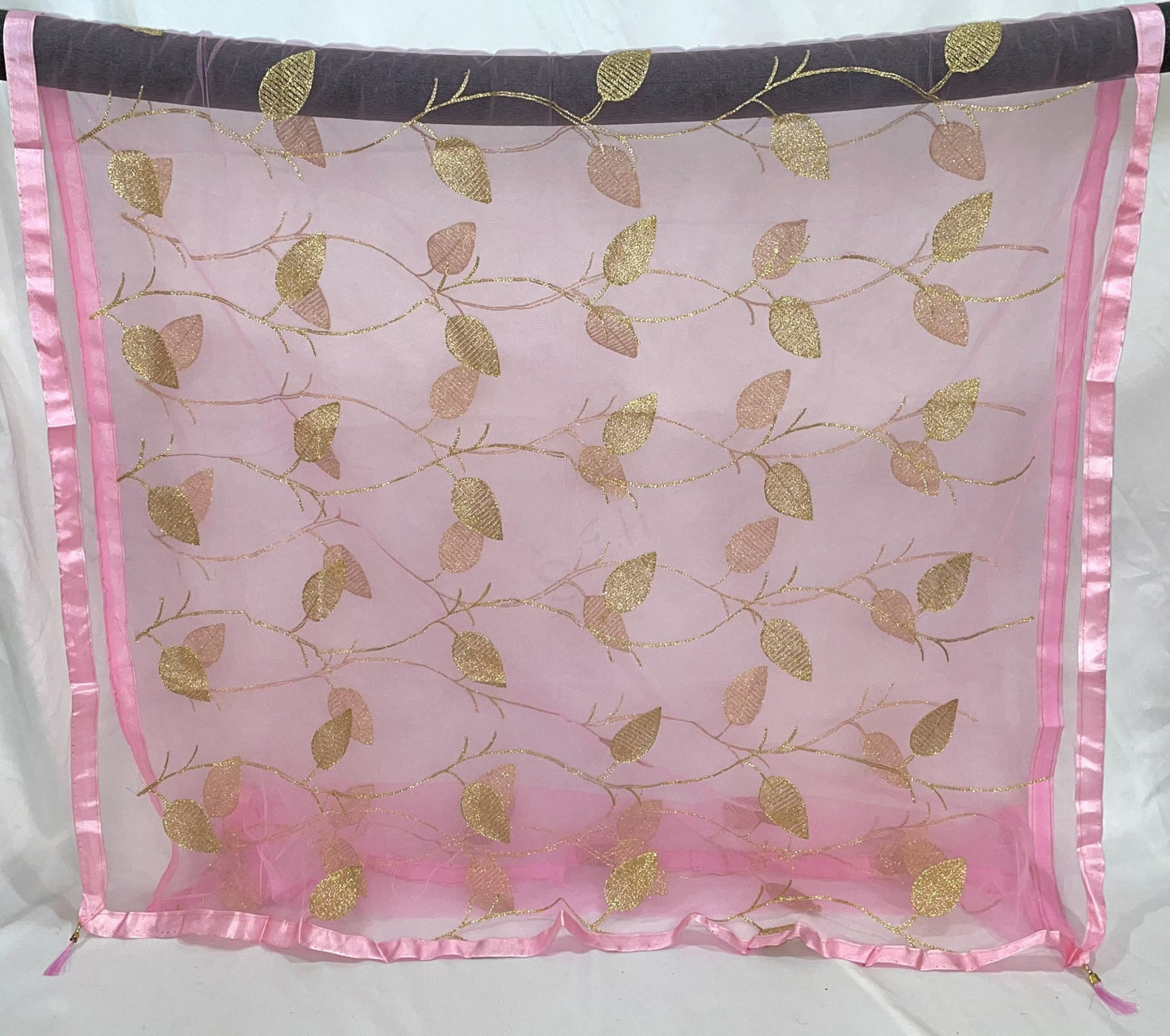 Pink Net Zari Dupatta