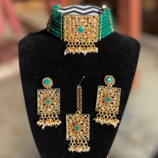 Green Kundan Choker Set