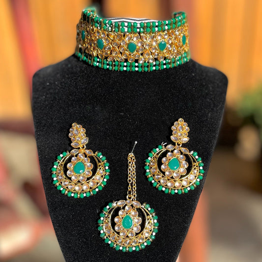 Green Kundan Choker Set