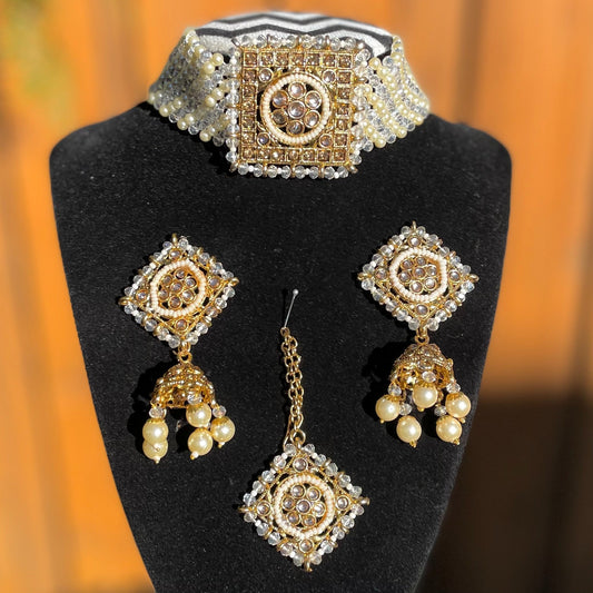 Crystal White Choker Set