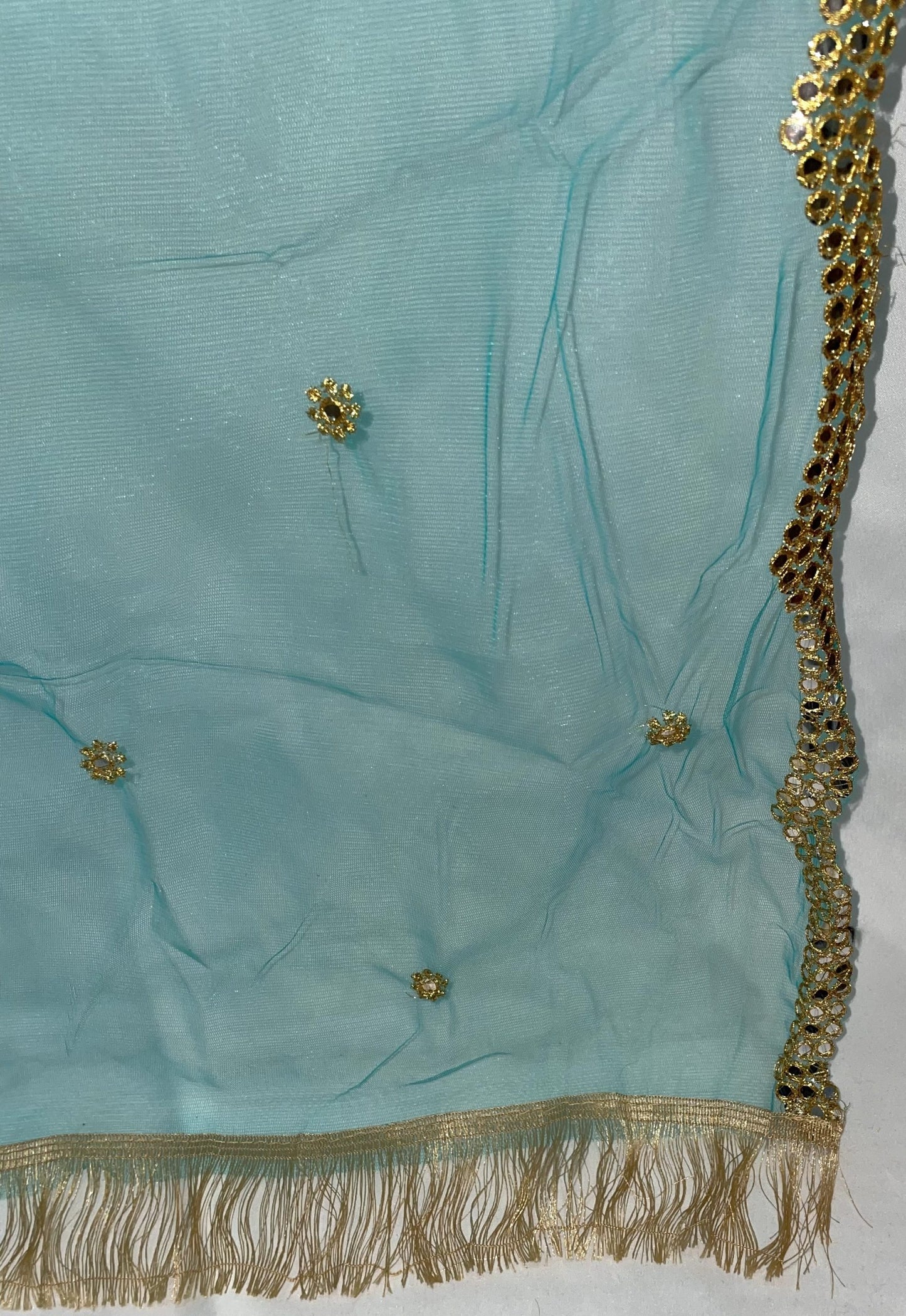 Aqua Green Net Zari Dupatta