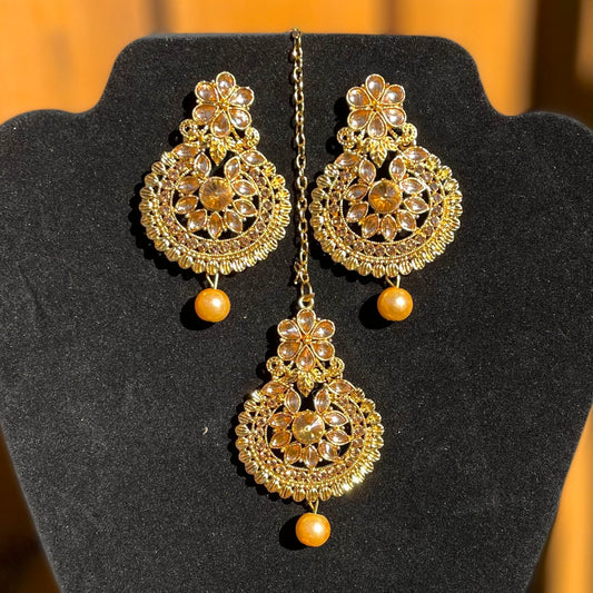 Golden Earrings with Tikka