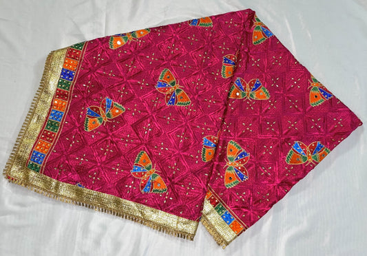 Pink Mirror Butterfly Phulkari