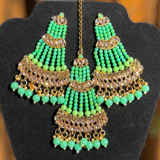 Mint Earrings with Tikka/Passa