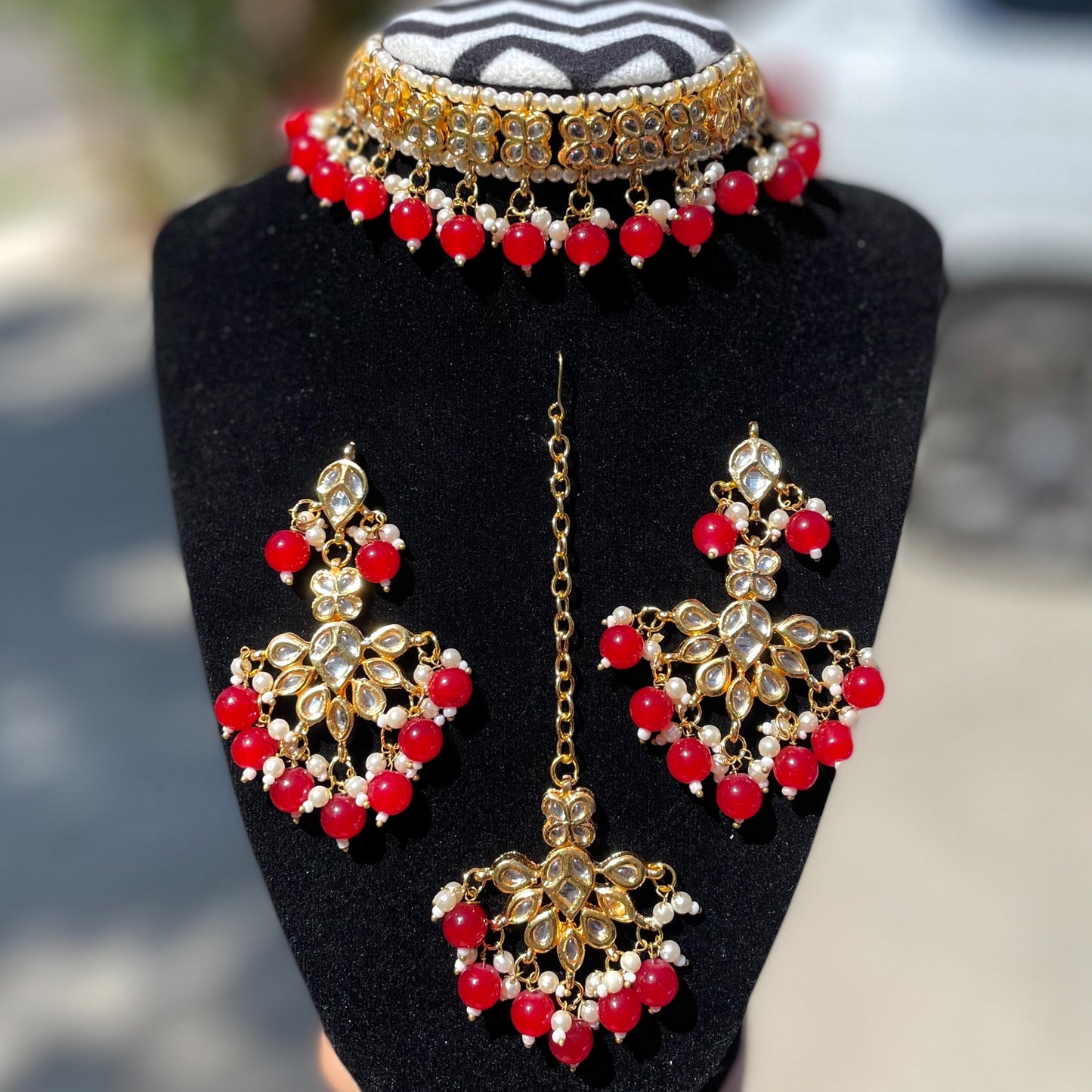 Red Kundan Necklace Set