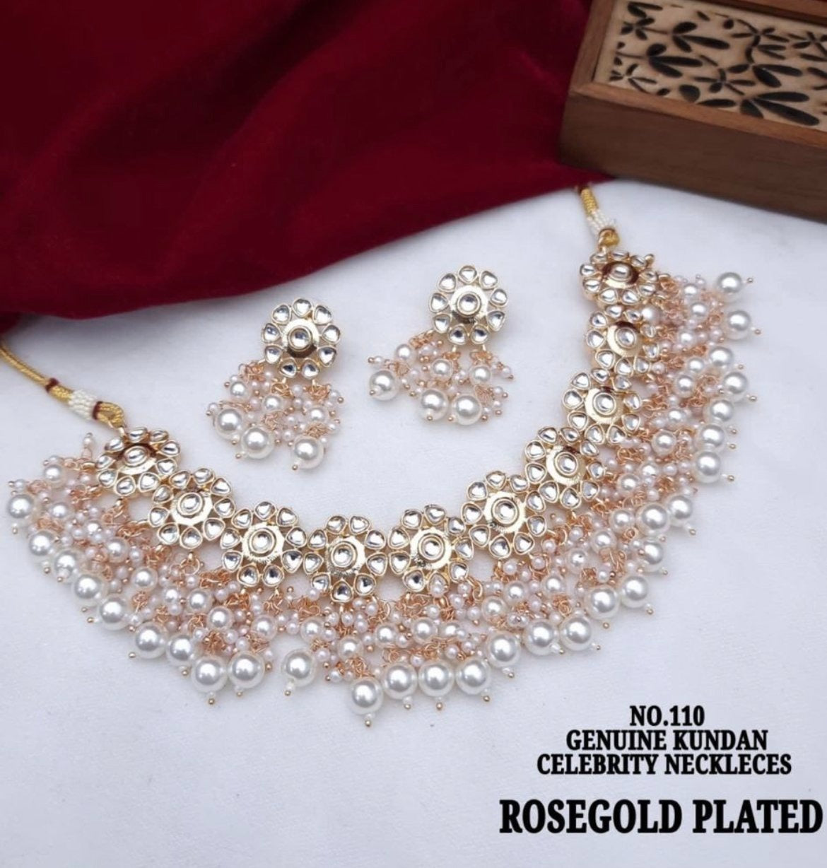 Rose Gold Kundan Necklace/Choker Set