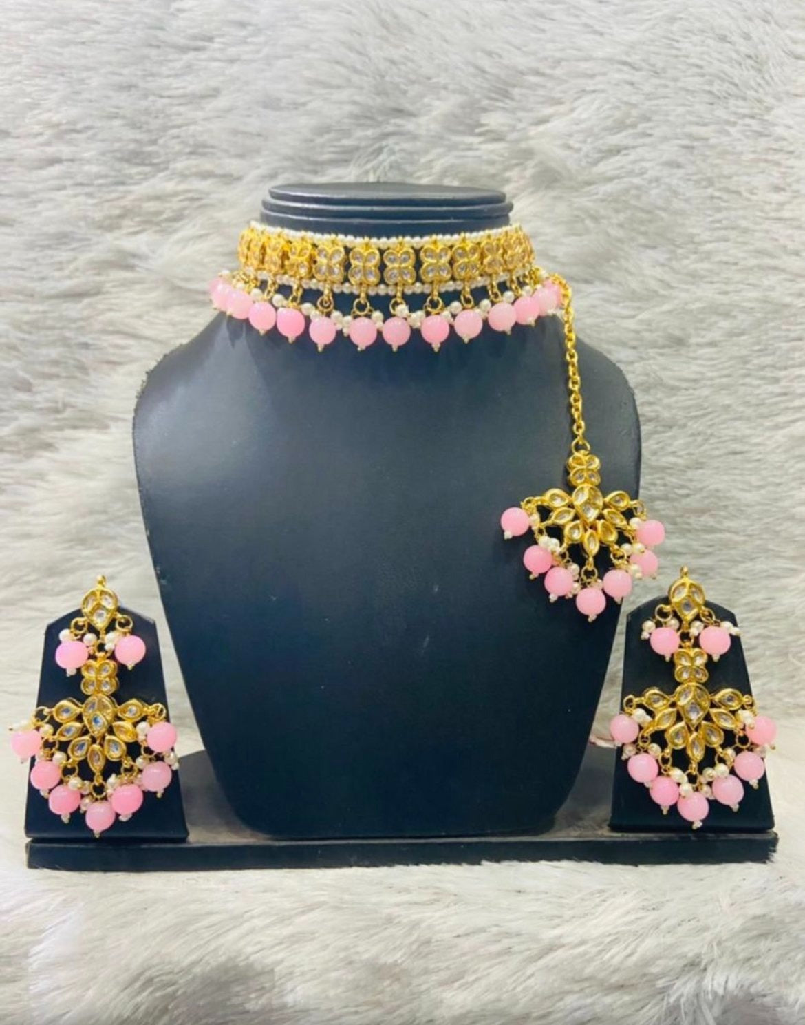 Pink Kundan Choker Set