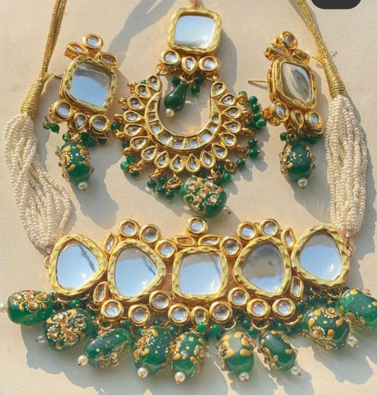 Green Kundan Choker Set