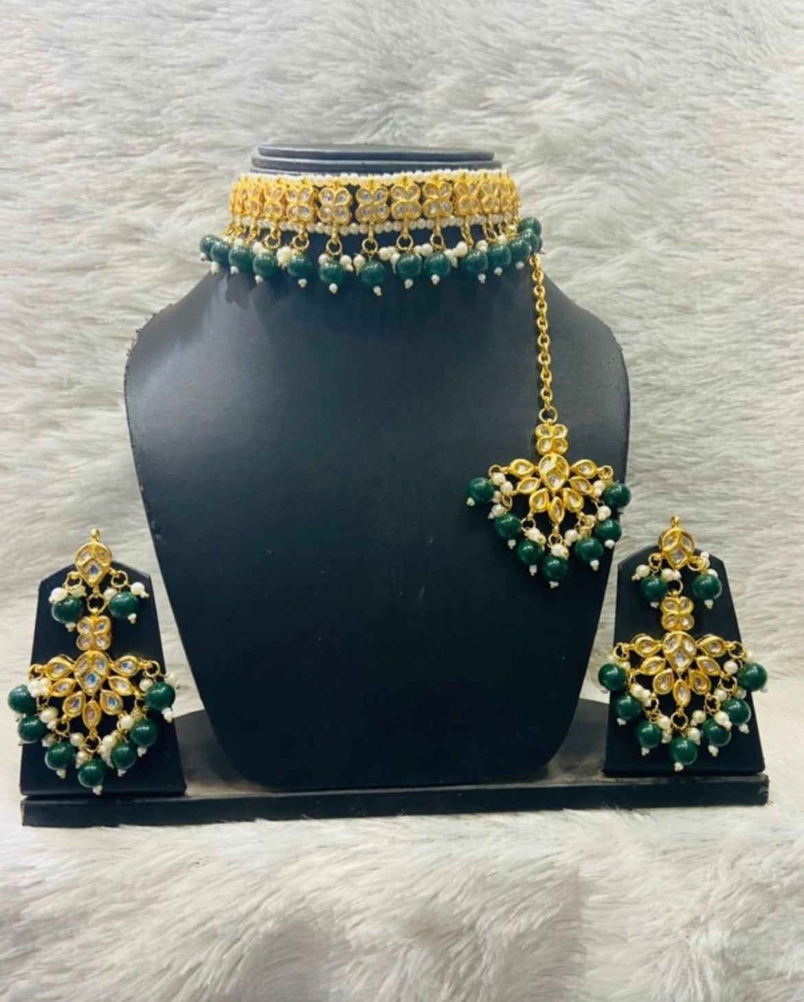 Green Kundan Choker Set