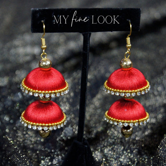 Read Thread Double Jhumka Earrings