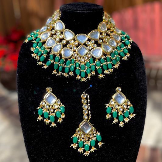 Green Kundan Necklace Set