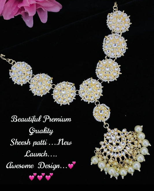 White Kundan Sheeshphool/Matha patti