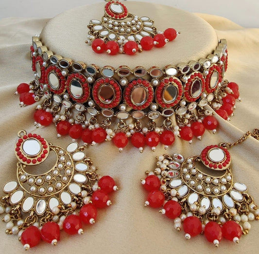 Red Mirror Choker Set
