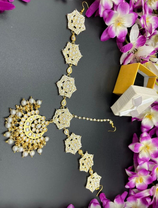 White Kundan Sheeshphool/Matha patti