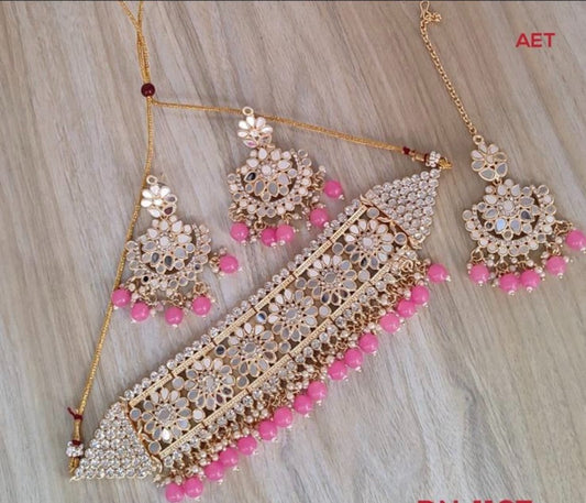 Pink Mirror Choker Set
