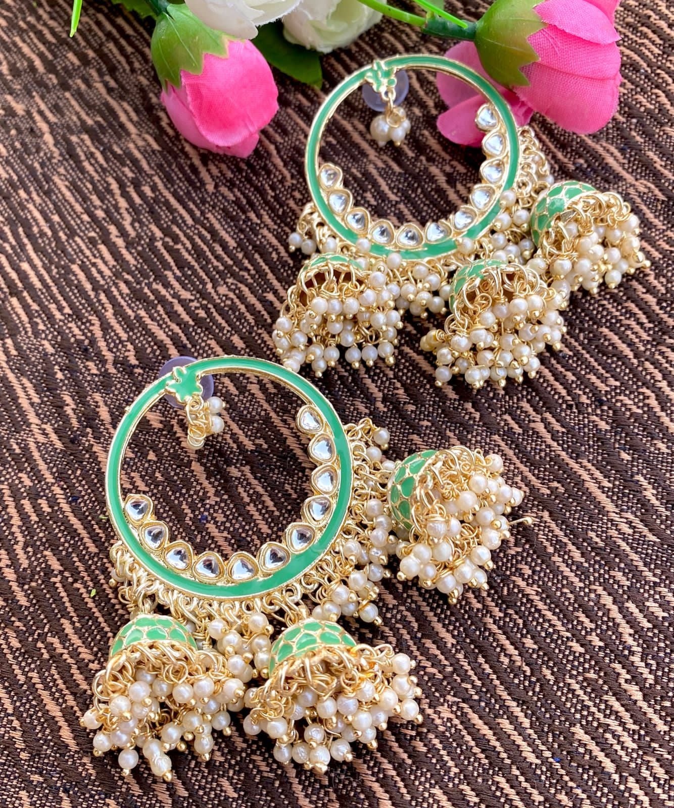 Aqua Green Jhumki Earrings