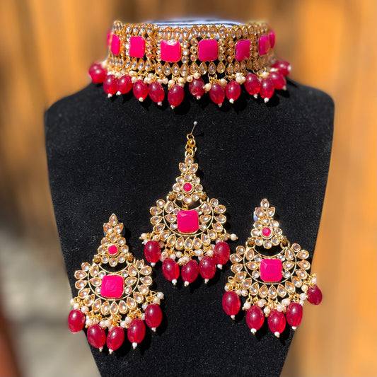 Ruby Magenta Choker Set