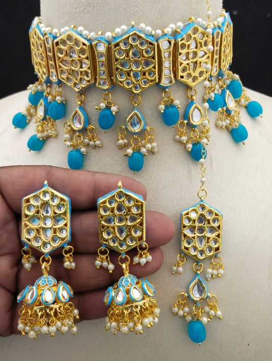 Handmade Fehrozy Blue Choker Set