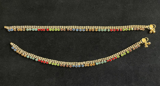 Multicolor Gold Anklets