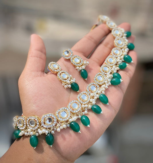 Green Kundan Necklace Set