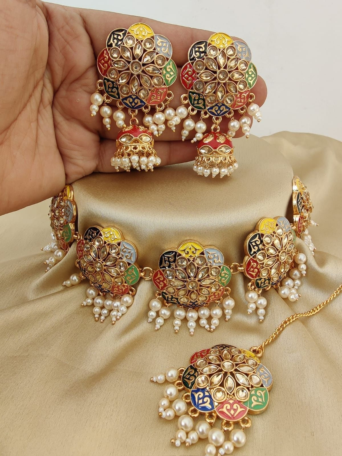 Multicolor Meena Choker Set