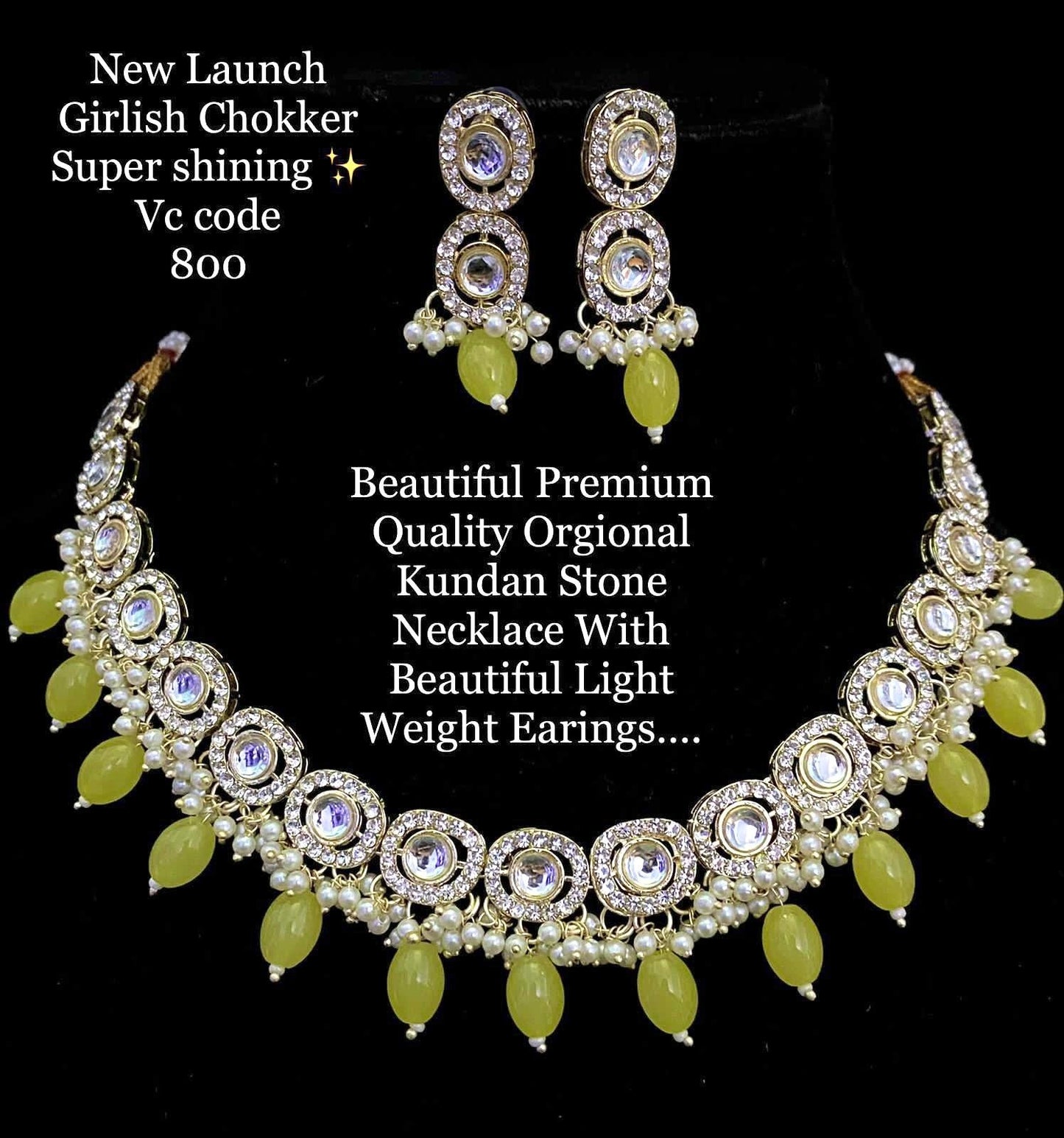 Yellow Kundan Necklace Set