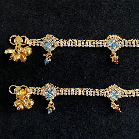 Light Blue Gold Anklets