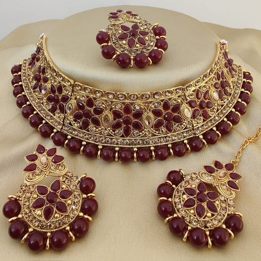 Maroon Choker Set
