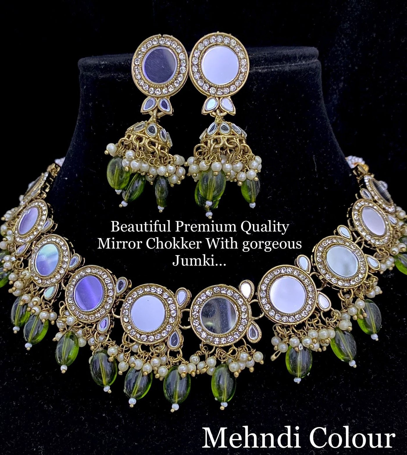 Green Mirror Necklace Set