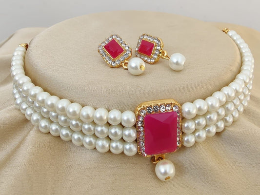 Ruby Pink Choker Set