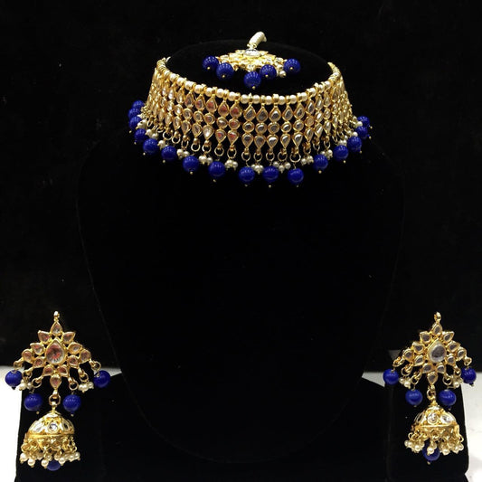 Blue Kundan Choker Set