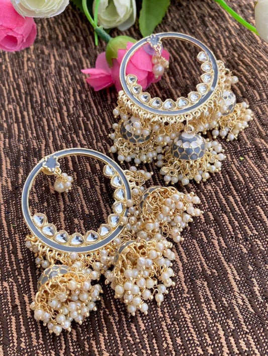 Grey Jhumki Earrings