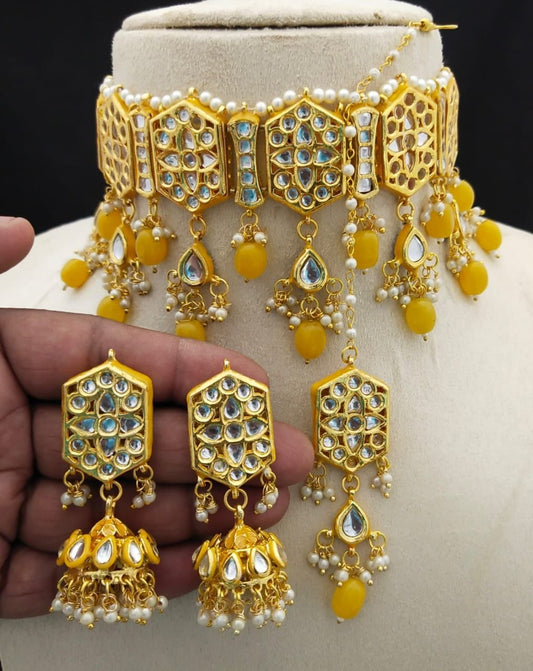 Handmade Yellow Choker Set