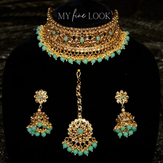 Mint Kundan Choker Set