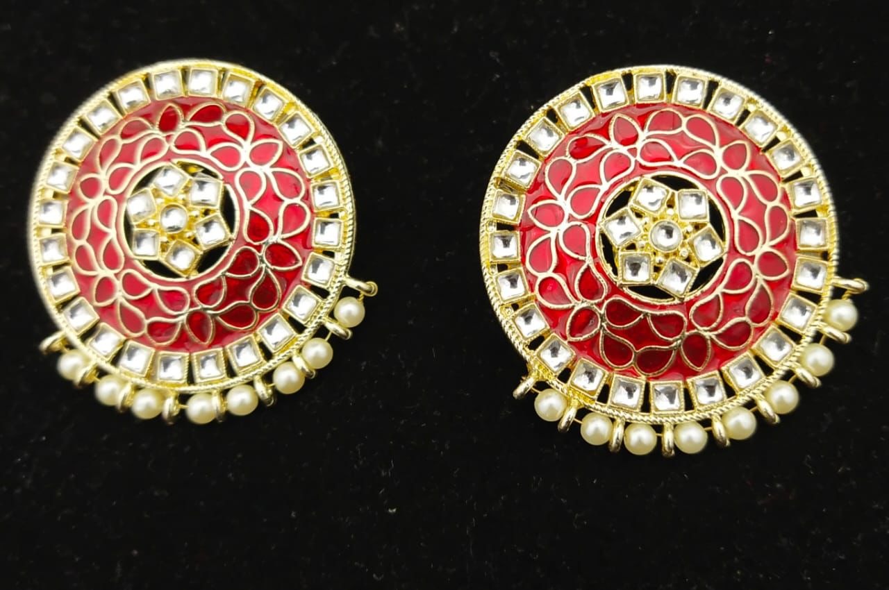 Red Meena Oversized Stud Earrings