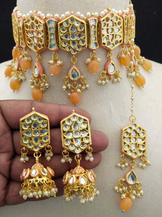 Handmade Peach Choker Set
