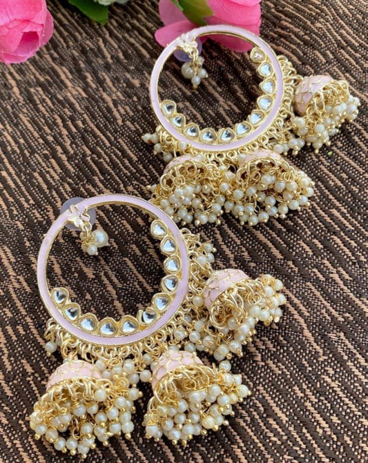 Light Pink Jhumki Earrings