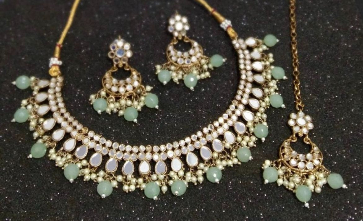 Mint Mirror Necklace Set