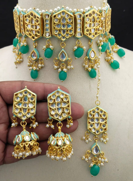 Handmade Aqua Green Choker Set