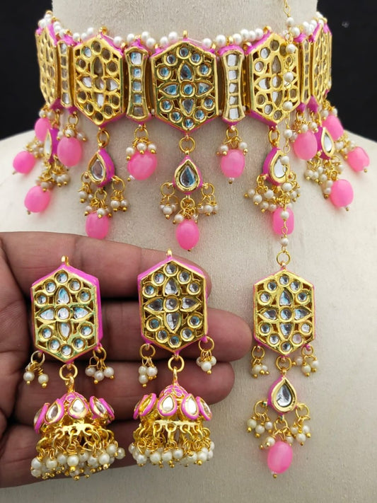 Handmade Light Pink Choker Set