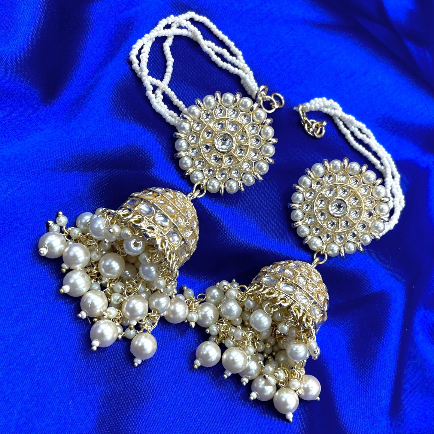 White Jhumki Earrings