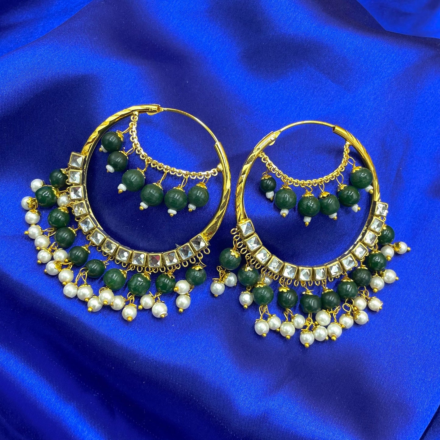 Green Hoop Earrings