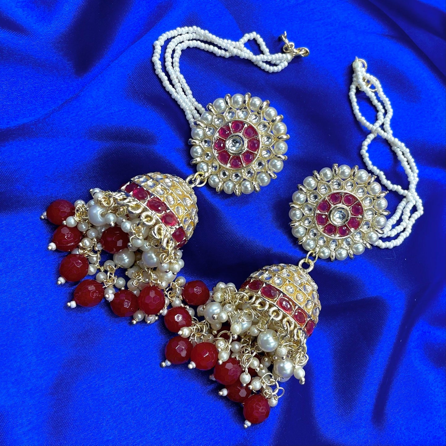 Red Jhumki Earrings